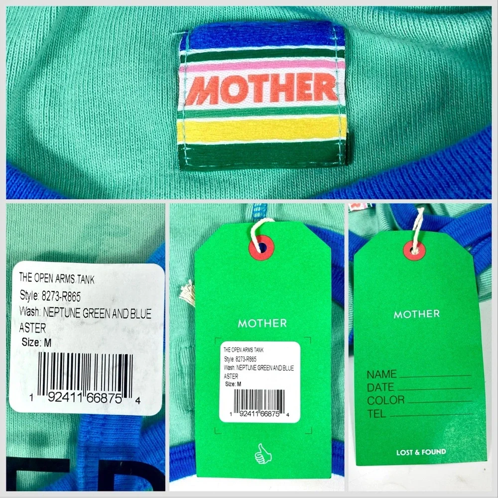 Mother The Open Arms Tank Top Neptune Green And Blue Aster XS M NWT - Picture 13 of 16